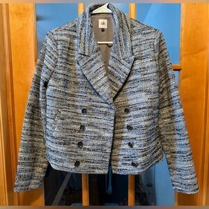CAbi Gray Bouclé Double-Breasted Blazer Jacket